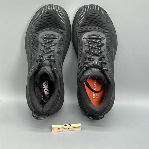 Hoka One One Mens Bondi 7 Wide Mens 10 2E Black Athletic Running Shoes Sneakers - Picture 10 of 10